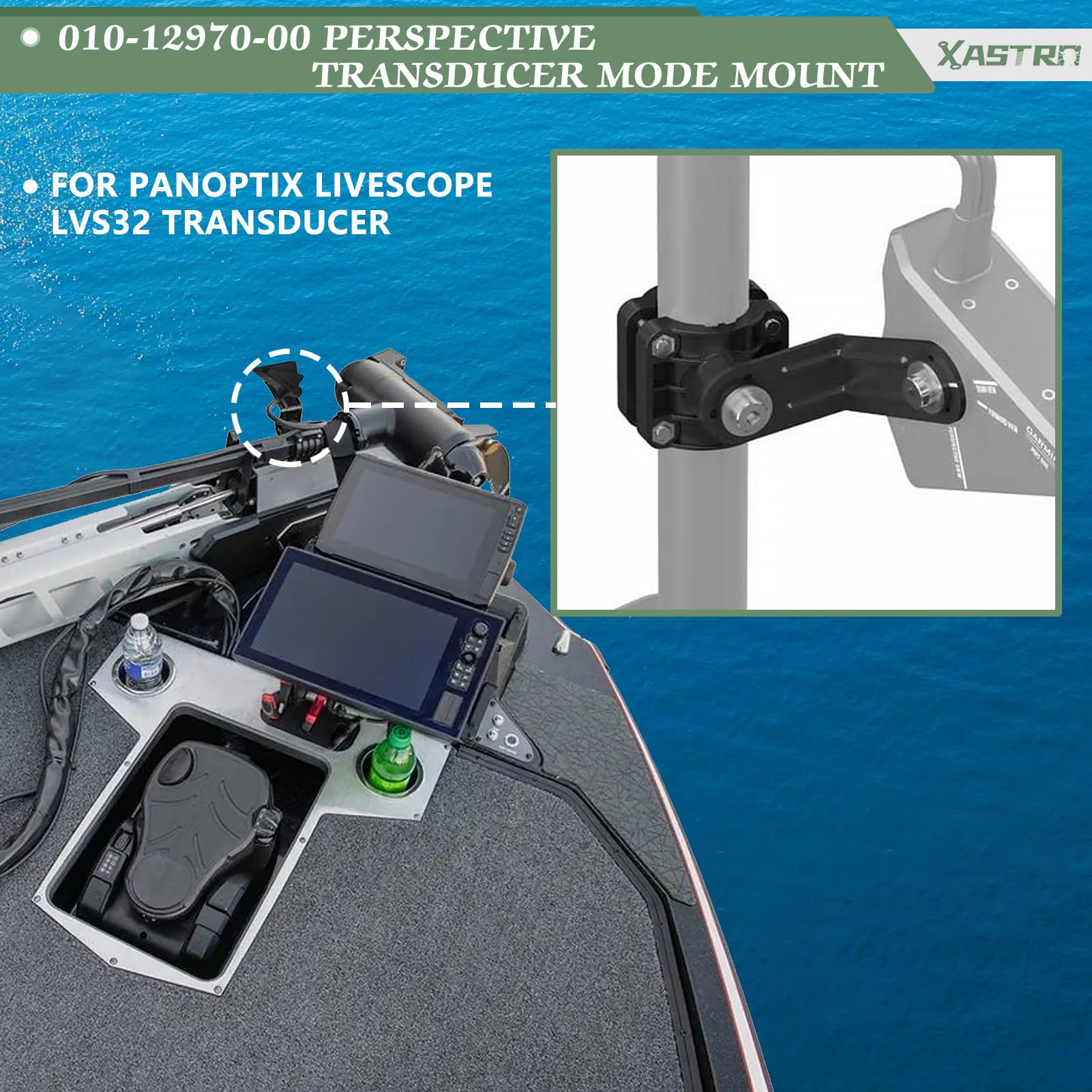 Xastro 010-12970-00 Perspective Transducer Mode Mount for Panoptix Livescope LVS32 Transducer Replace #0101297000