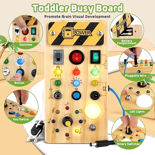 Miniatura 2 de Juguetes para niños pequeños, tablero de actividades de aprendizaje preescolar con luz LED, juguetes sensoriales para niños pequeños de 1 a 3 años,