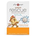 The Ginger People Ginger Rescue Chewable Tablets Drug Free Digestive Health, 5.5 oz Chewable Tablets, Mighty Mango Flavor, Kid Friendly, 0.55 Oz, 24 Count (Pack of 1)