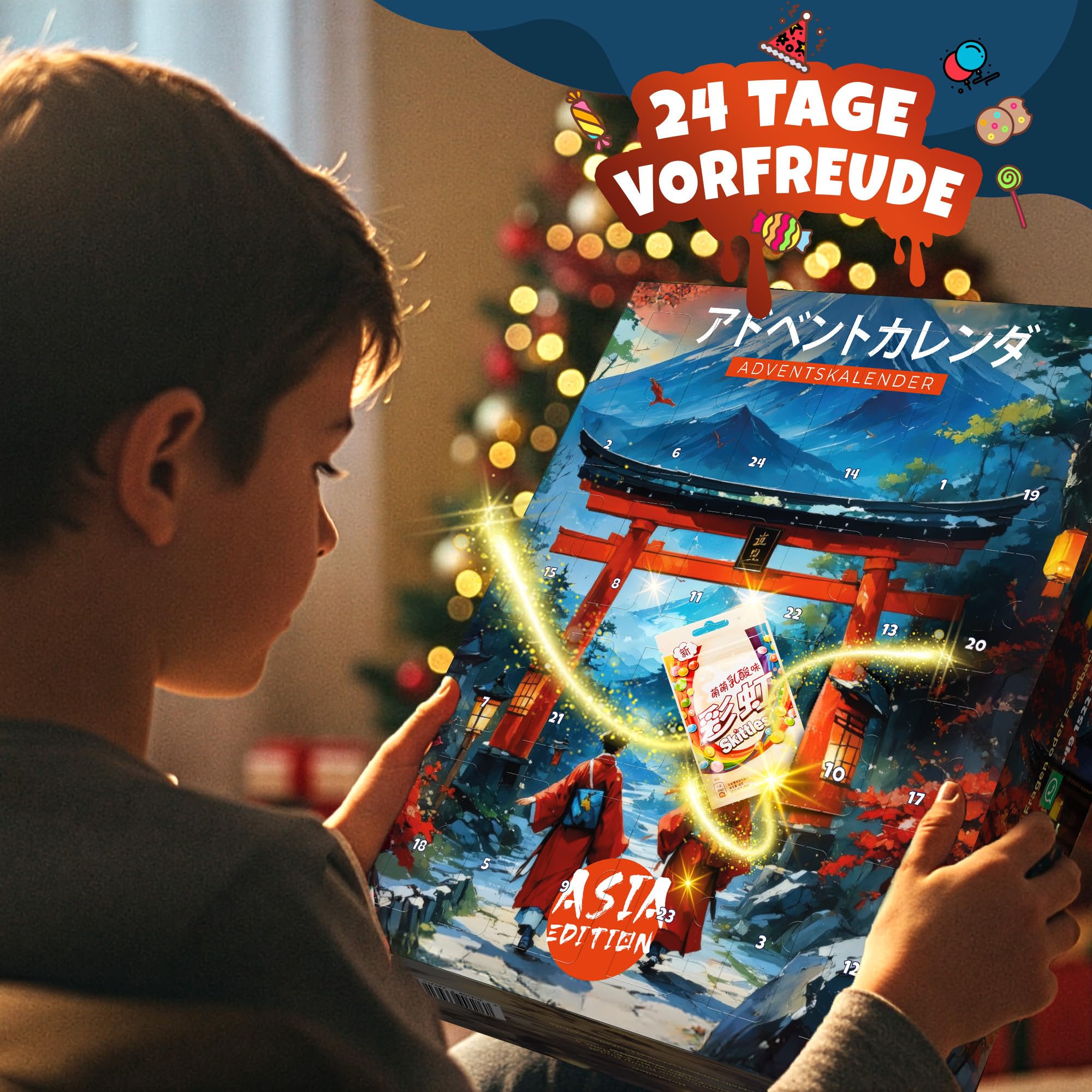 Asiatische Süßigkeiten Adventskalender 2025 mit Japanischen Süßigkeiten, Koreanischen Süßigkeiten & vielen weiteren Snacks - für Kinder, Frauen & Männer
