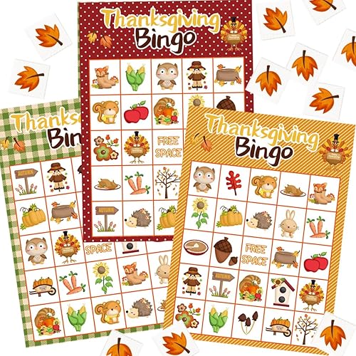 Miniatura 6 de Fancy Land Juego de bingo de Acción de Gracias para niños, 24 jugadores, 8 diseños, multicolor para actividades escolares, fiestas, suministros de