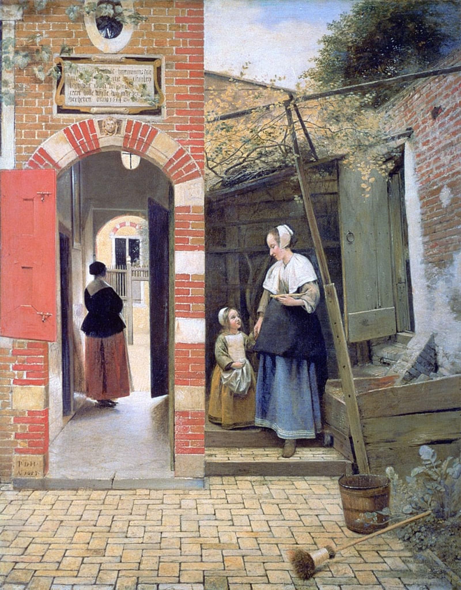 SERENDIPITP Vintage Picture Print on Canvas Wall Art Poster Courtyard of a House in Delft by Pieter De Hooch Artwork Print Poster for Wall Decor 60x90cm