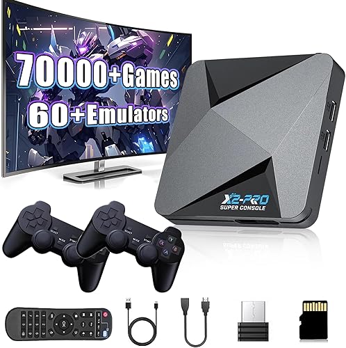 Super Console X2 Pro Retro Game Console, EmuELEC4.6+ Android TV 9.0 en uno 70000+juegos, consola de videojuegos con más de 60 emuladores, Plug and