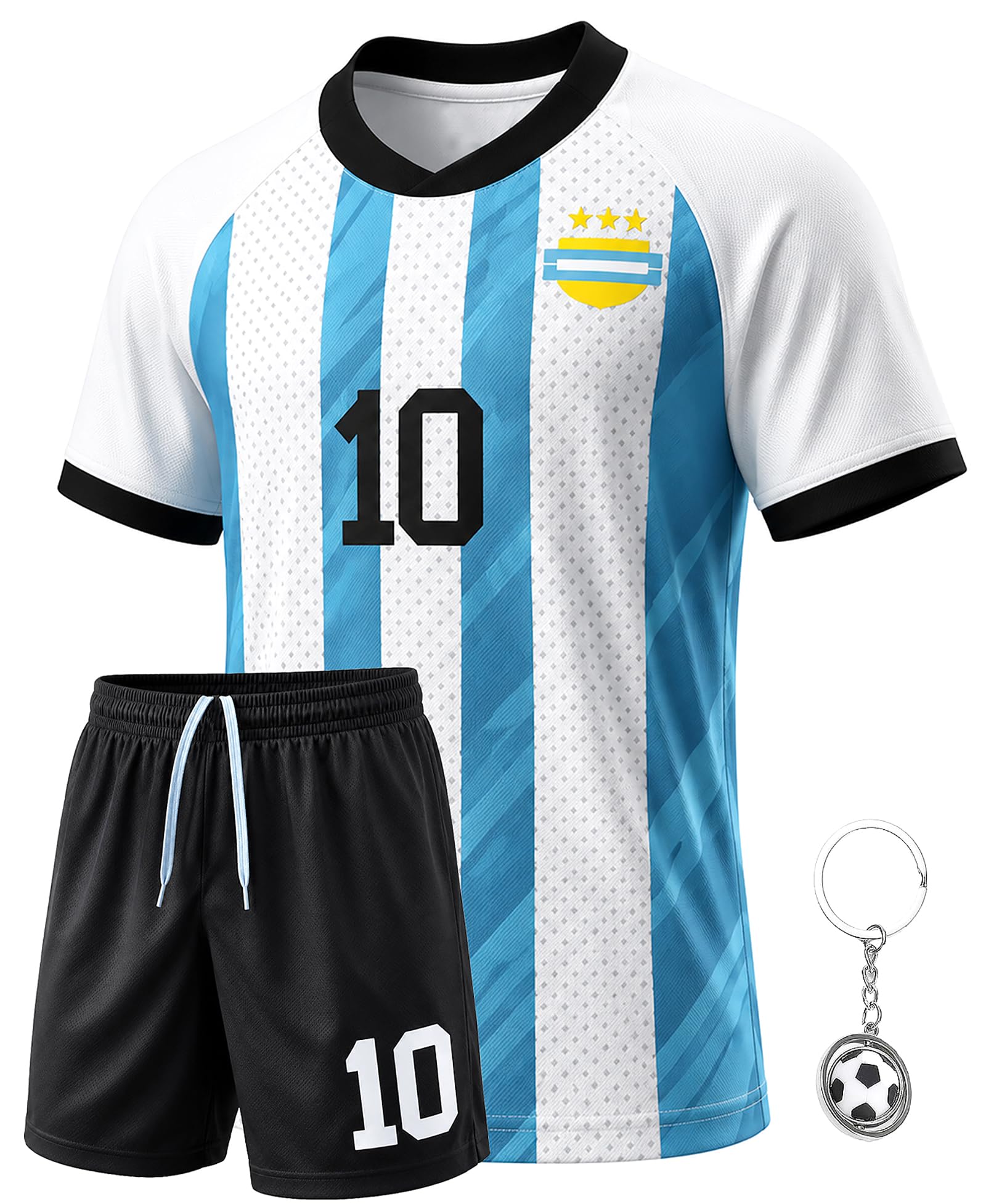 Kids Soccer Jersey and Shorts Training Set - Breathable Soccer Uniform and Fans Jerseys Gift,Size 4-14 Years