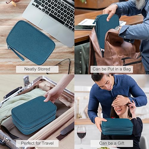Vista 311 de FYY Organizador para cosas electrónicas, para viajes, para cables, cargadores, celular y auriculares, estuche portátil, impermeable, doble capa