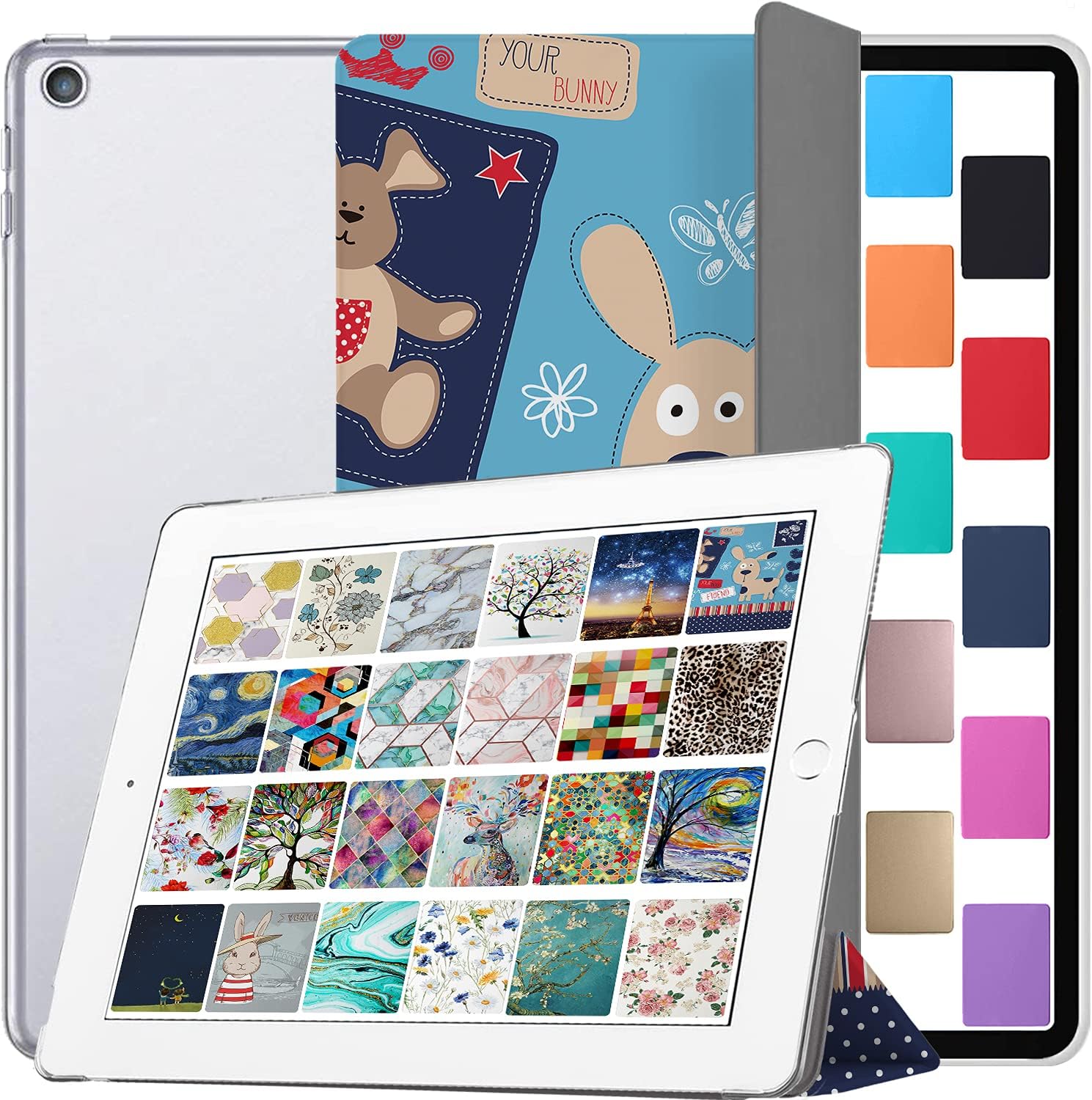 DuraSafe Cases for iPad 9.7 Inch 5 Gen 2017 6 Gen 2018 [iPad 5th 6th ] A1893 A1822 A1954 MRJN2LL/A MR7G2LL/A MR7F2LL/A MP2F2LL/A PrintediPad Cover with Translucent Frosted Hard Back - Puppy Friend
