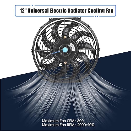 Miniatura 45 de Ventilador delgado de 12 pulgadas, ventilador eléctrico de enfriamiento para radiador, motor universal de alto rendimiento de 12 V 80 W con kit