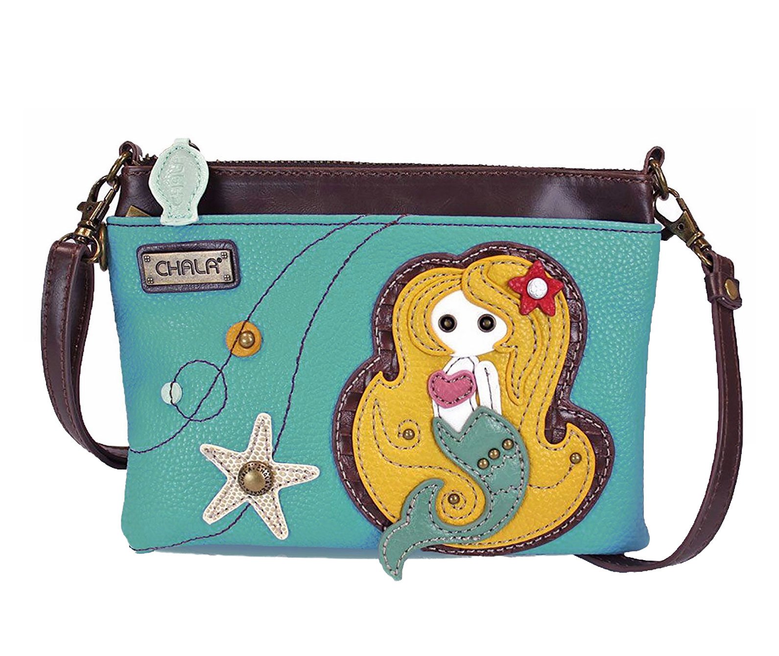 CHALA Mini Crossbody Handbag, Multi Zipper, Pu Leather, Small Shoulder Purse Adjustable Strap