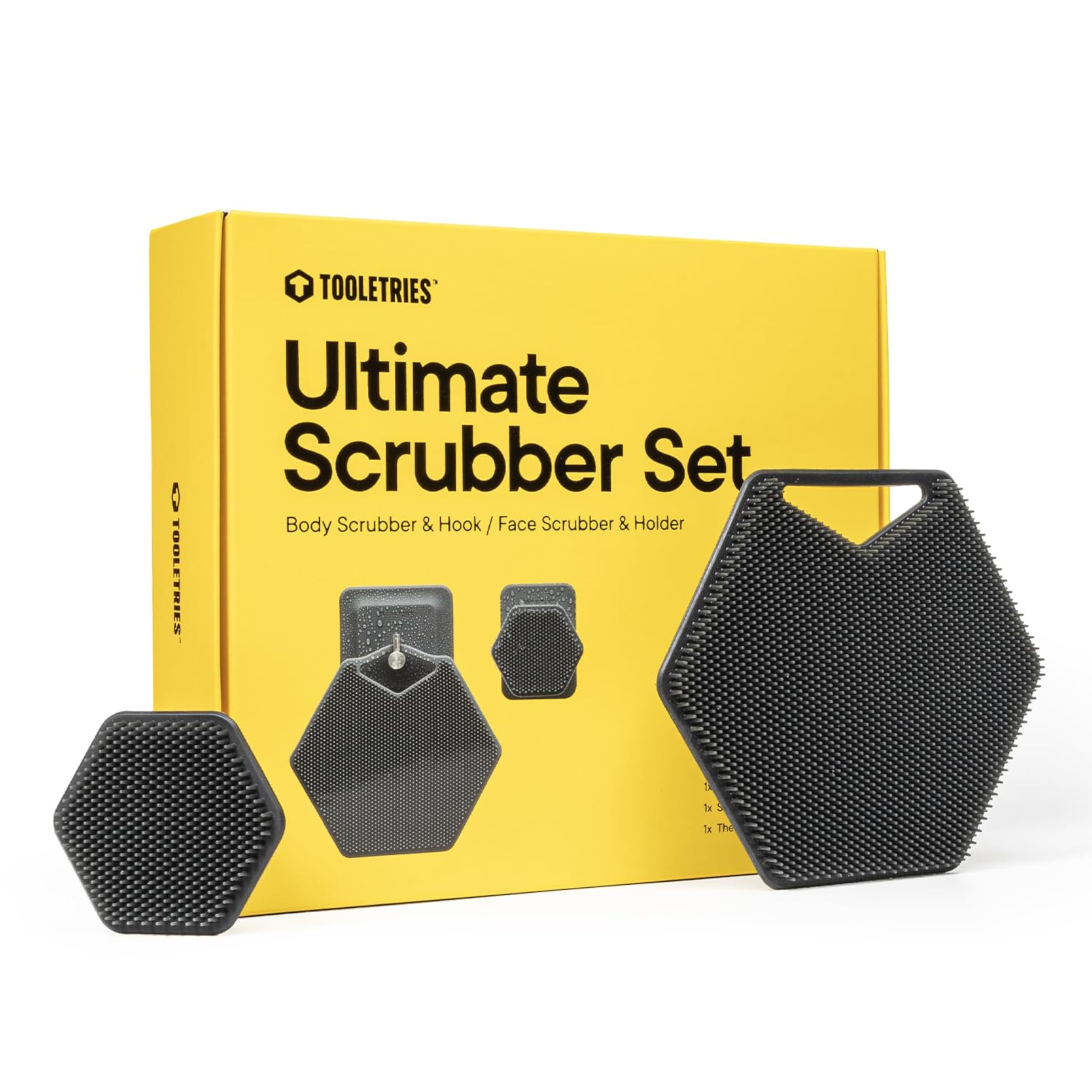TOOLETRIES Ultimate Silicone Body & Face Scrubber Set - Charcoal
