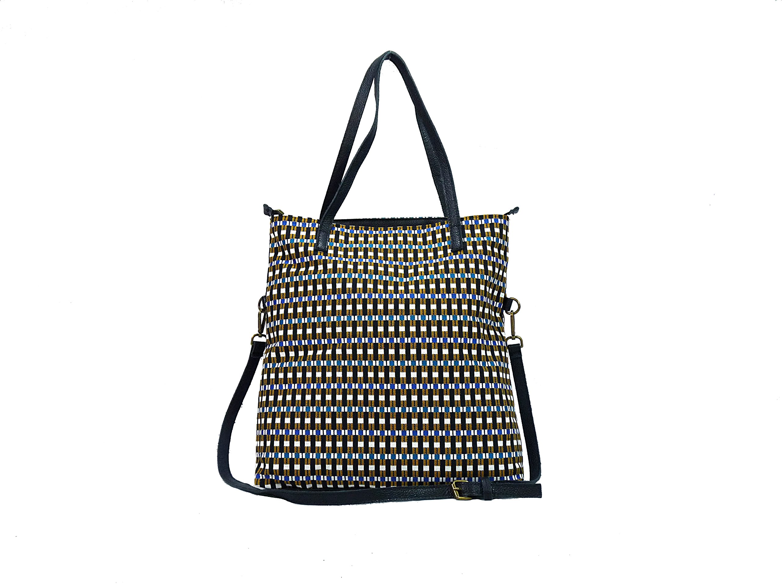 Cabas Janis Shopping Lignes Bleu sac de course en toile résistant - 4