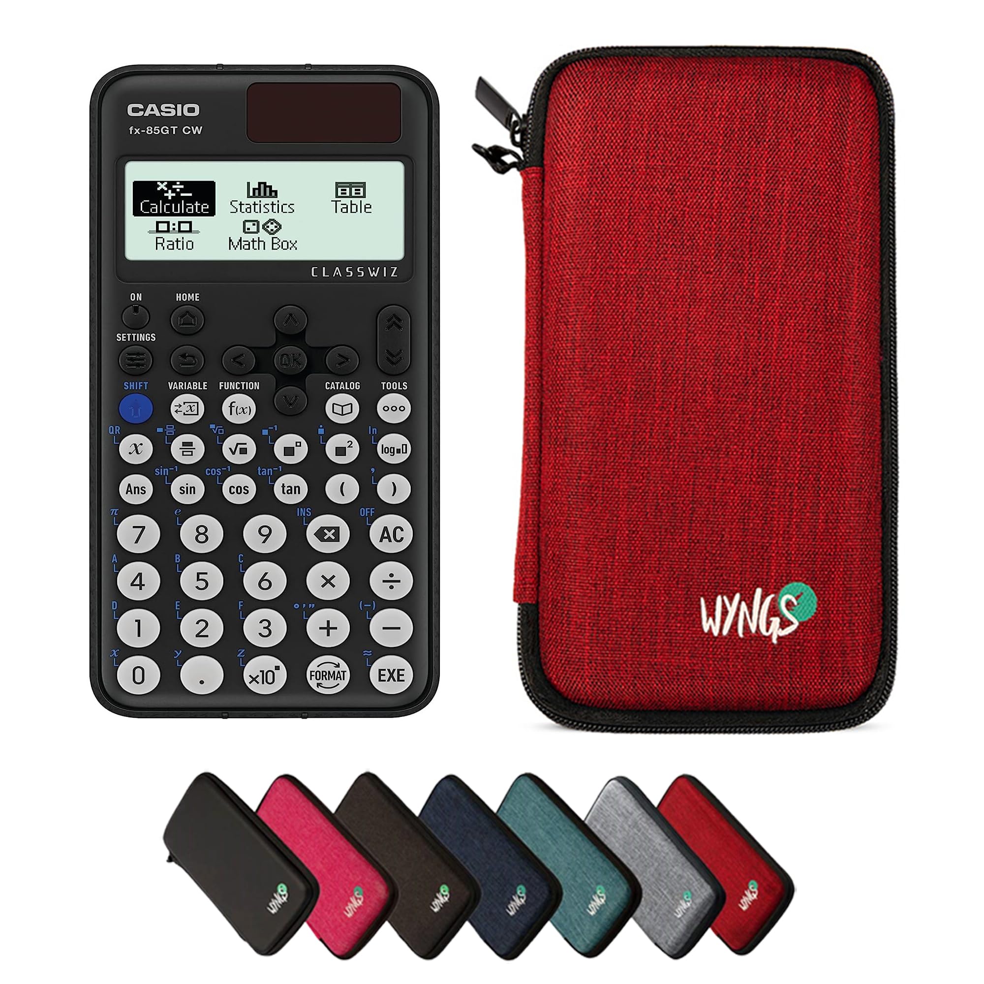 Casio fx-85GT CW including a WYNGS protective case in Red - Basic Set