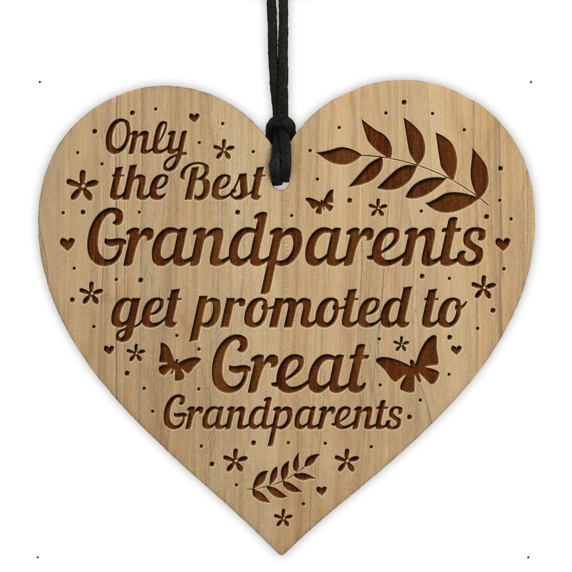 Red Ocean Great Grandparents Gift Engraved Heart Baby Announcement Gift For Grandparents Nanny Grandad Gift