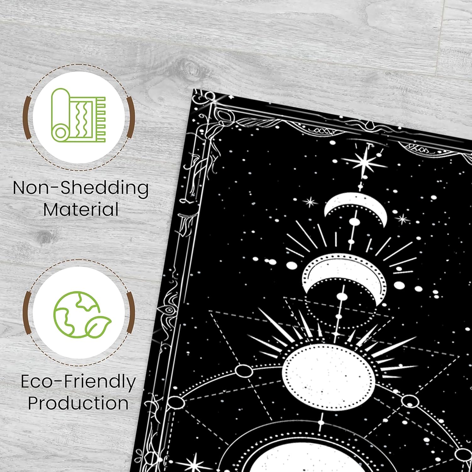 Sun and Moon Runner Rug, 2x6ft, Boho Moon Phase Celestial Night Sky Witchcraft Sun Moon Gothic Area Rugs, Lightweight Easy-Washing Meditation Floor Mat for Hallway Entryway