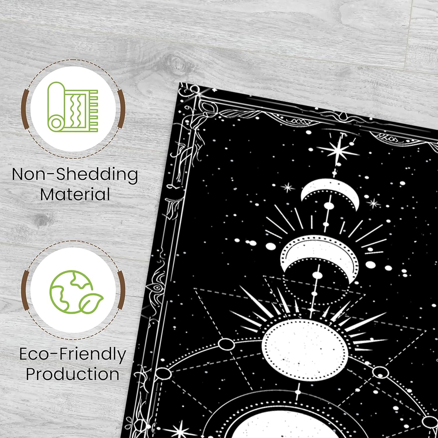 Sun and Moon Runner Rug, 2x7ft, Boho Moon Phase Celestial Night Sky Witchcraft Sun Moon Gothic Area Rugs, Lightweight Easy-Washing Meditation Floor Mat for Hallway Entryway - Image 6