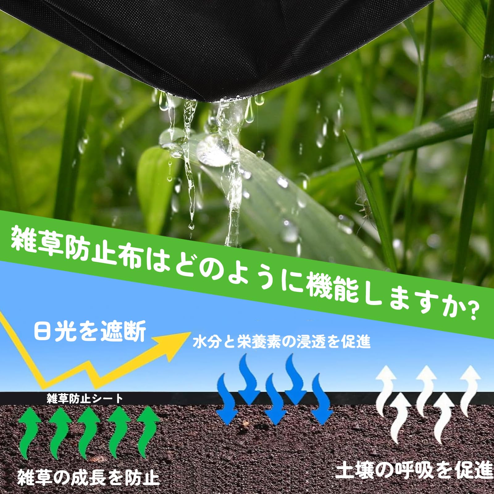 Amazon | 防草シート 1.2m×10m 除草シート 厚手不織布 防草シート 2WAY