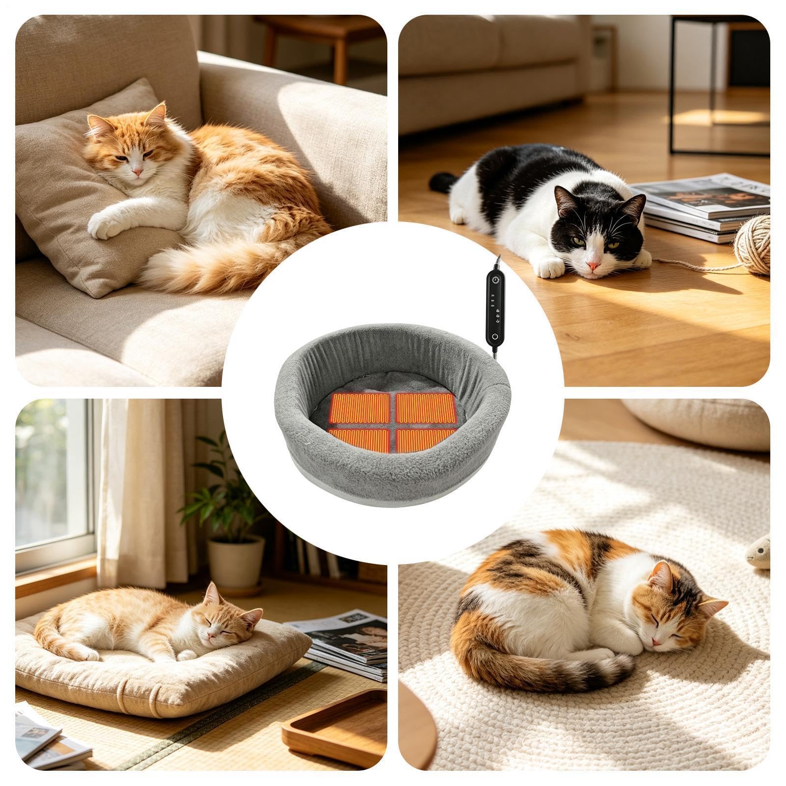 Łóżko grzewcze dla kota, 5 V, regulowana temperatura, zimowa sofa dla