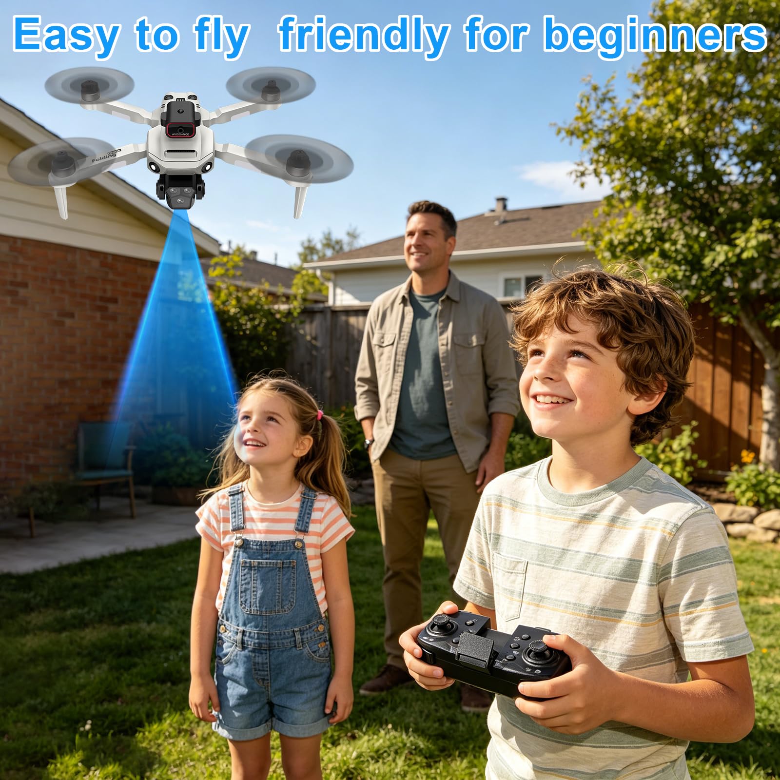 Drone Con Telecamera 4K, Drone Pieghevole, Motore Brushless, Quadricottero FPV WiFi, Volo A Traiettoria, 3D Flip, Decollo/Atterraggio 1 Tasto, per Bambini o Novizi, 2 Batterie