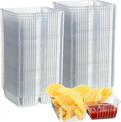300 bandejas de plástico para nachos para fiestas, bandeja desechable pequeña para salsa de nachos y queso, recipientes de aperitivos, bandejas de