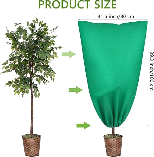 Miniatura 2 de 10 cubiertas para plantas, protección contra congelación, cubierta de invierno para plantas con cordón y cremallera, bolsa protectora grande para