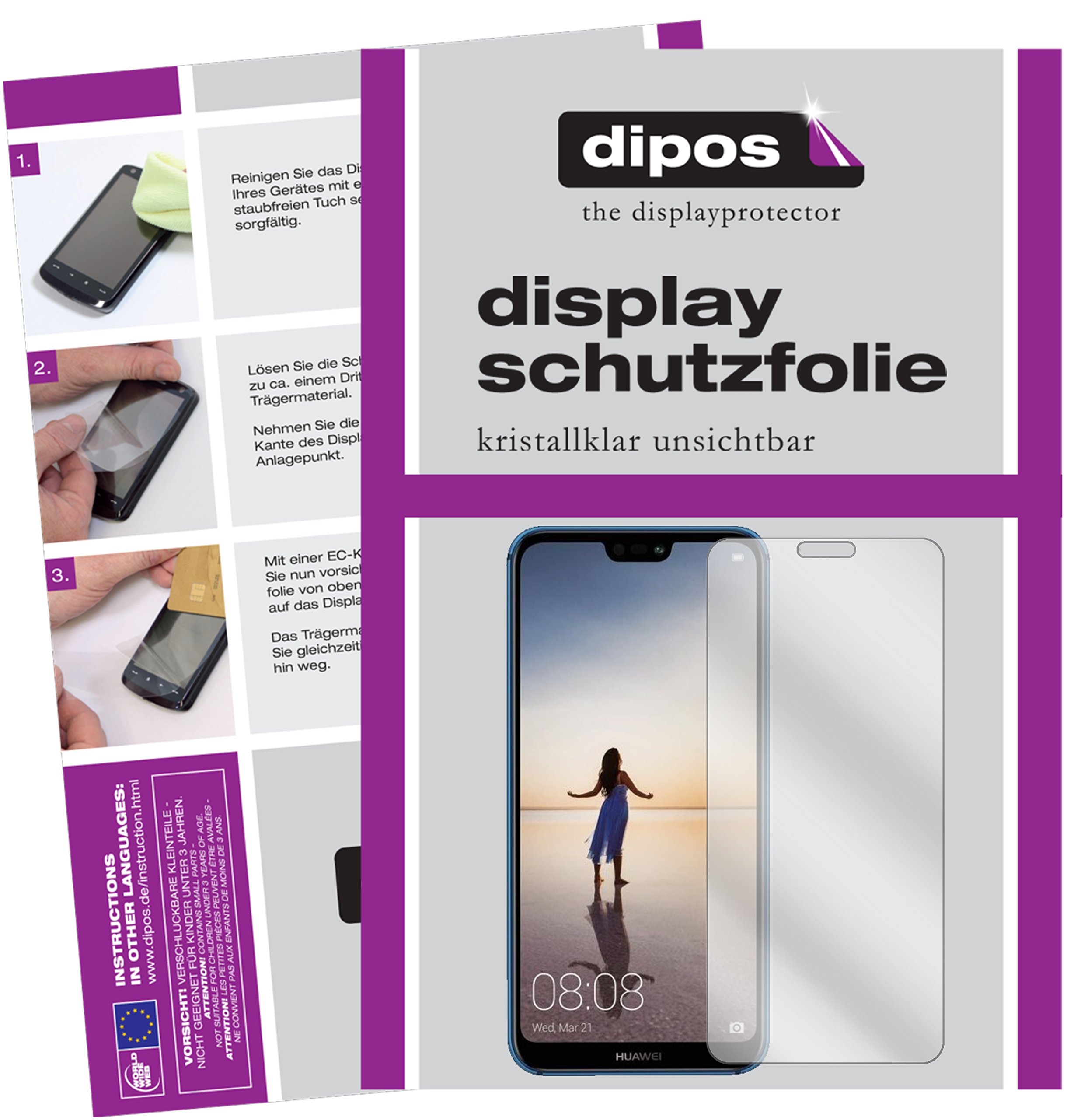 Dipos 6 Pellicole Protettive Crystalclear Per Huawei P20 Lite, Vetro Temperato, Anti Graffio, Senza Bolle, Made In Germany