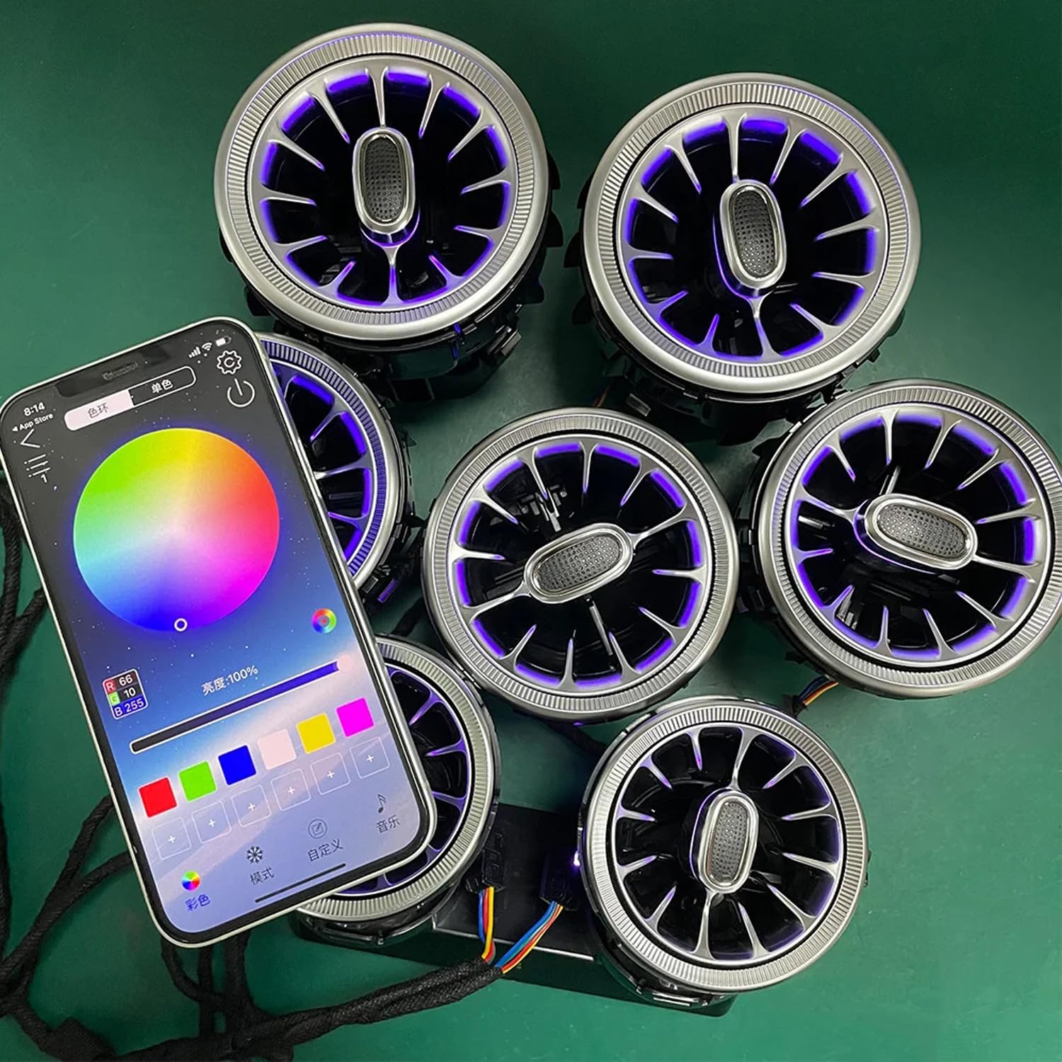 APP Control Car Decor Interior Light, 256 Colors Air Vent Ambient Lighting, Neon Atmosphere Lamp AC Accessories Fits for Mercedes Benz GLC Class X253 2016-2022