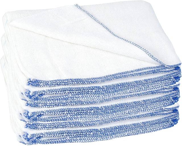 Adore Home 8 x Large Dish Cloths Traditional Kitchen Cleaning Dish Washing Up Absorbent Reusable Jumbo White Dishcloth