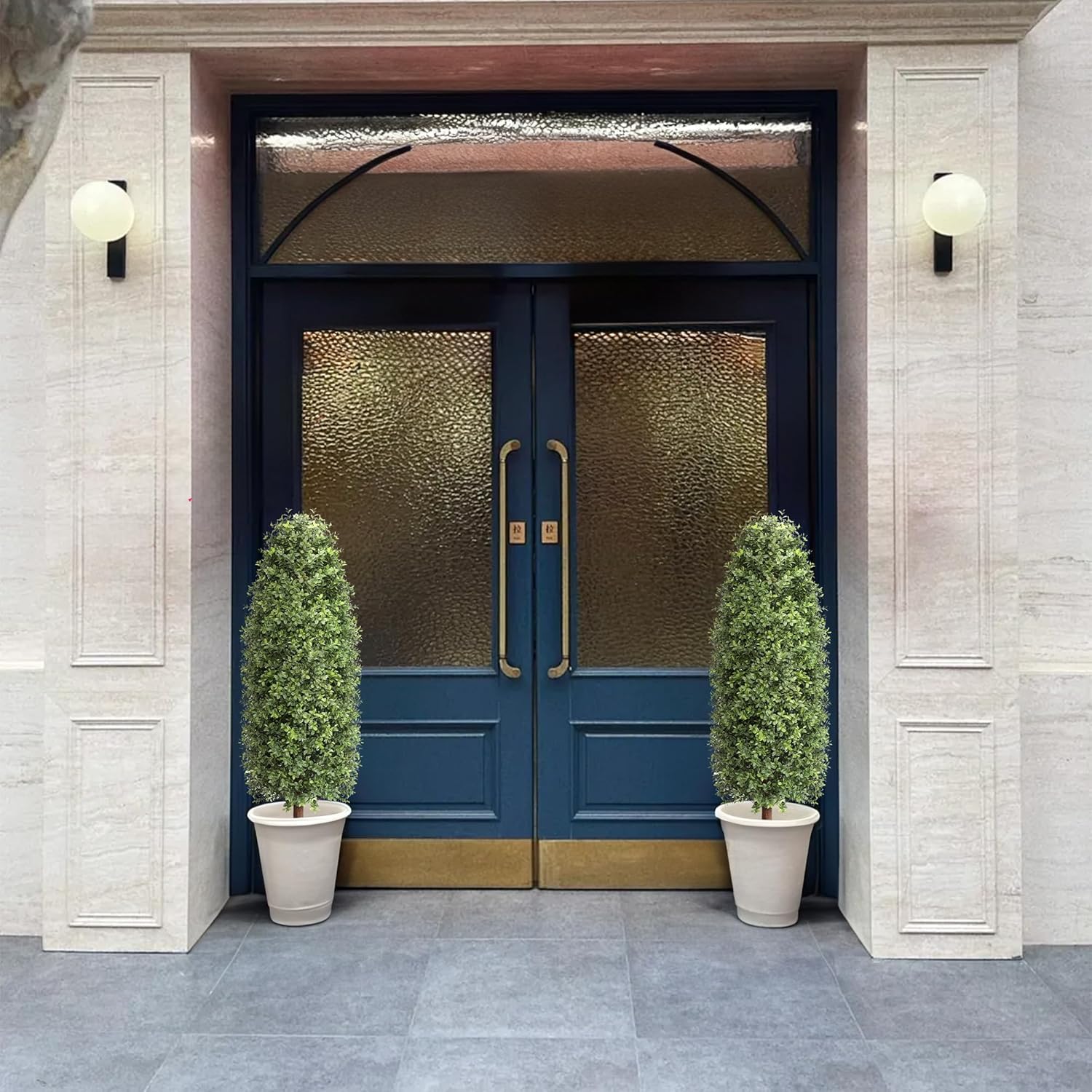 3.6ft Artificial Topiary Trees Set of 2, Faux Boxwood Plants Outdoor, Hold Nature Fake Tree Indoor for Porch Home Decor (43inch) - Image 4