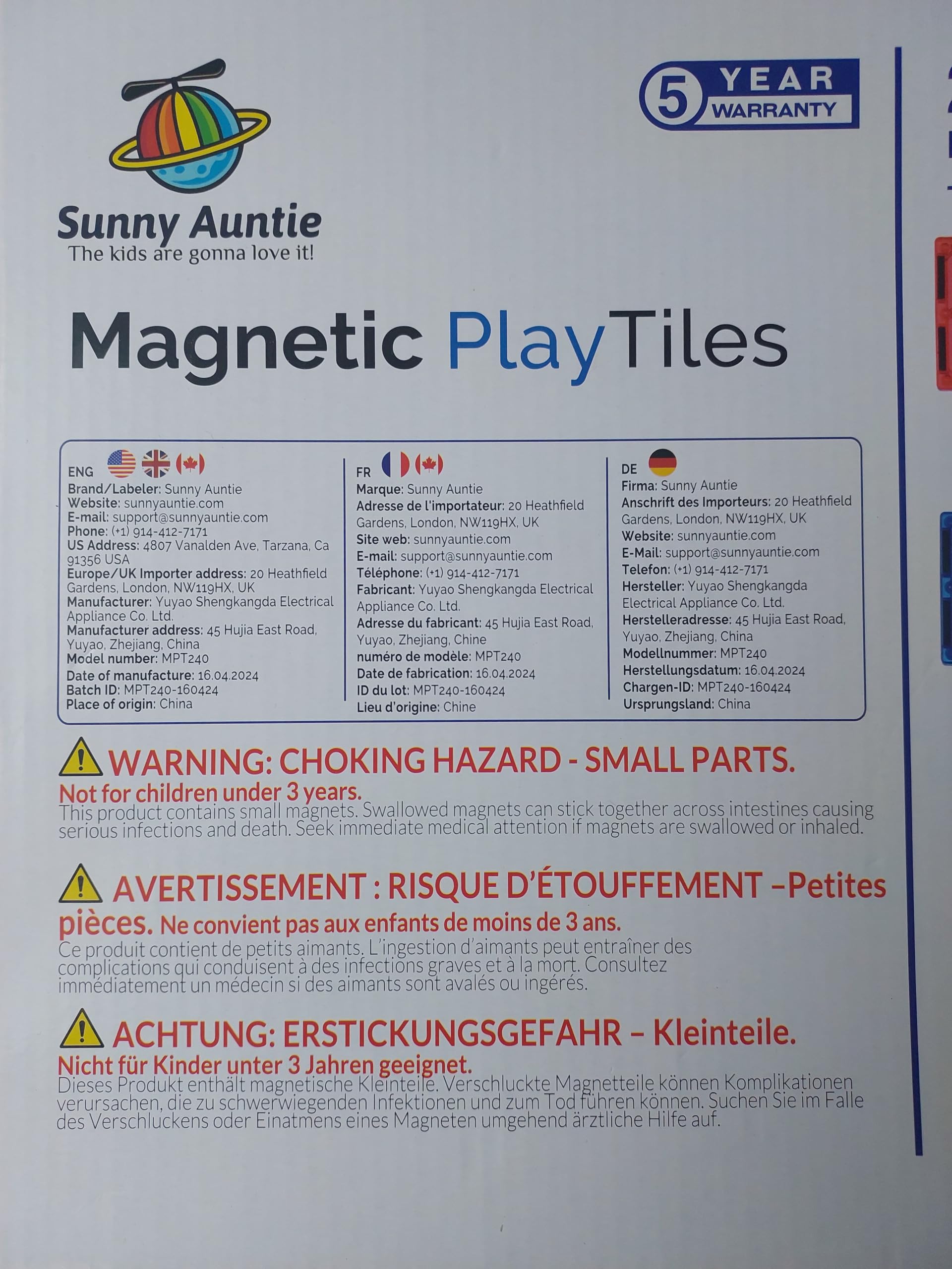 Magnetic Tiles 240 Pcs