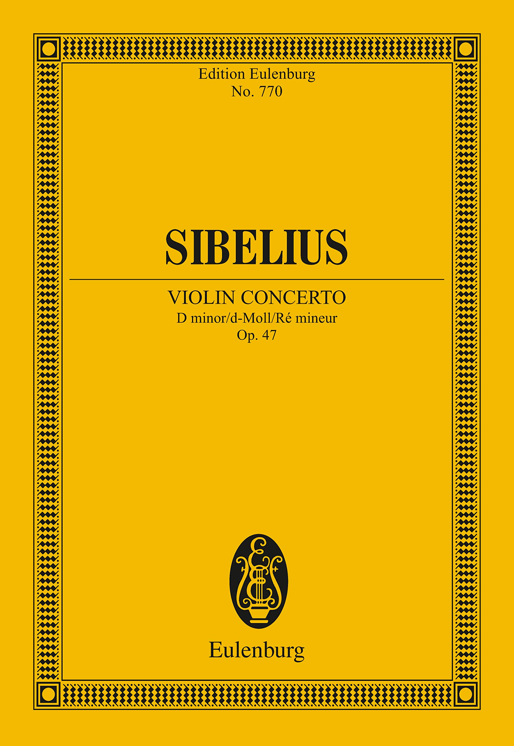 Violin Concerto D minor Op. 47 Eulenburg partition violon concerto ré mineur étude musicale