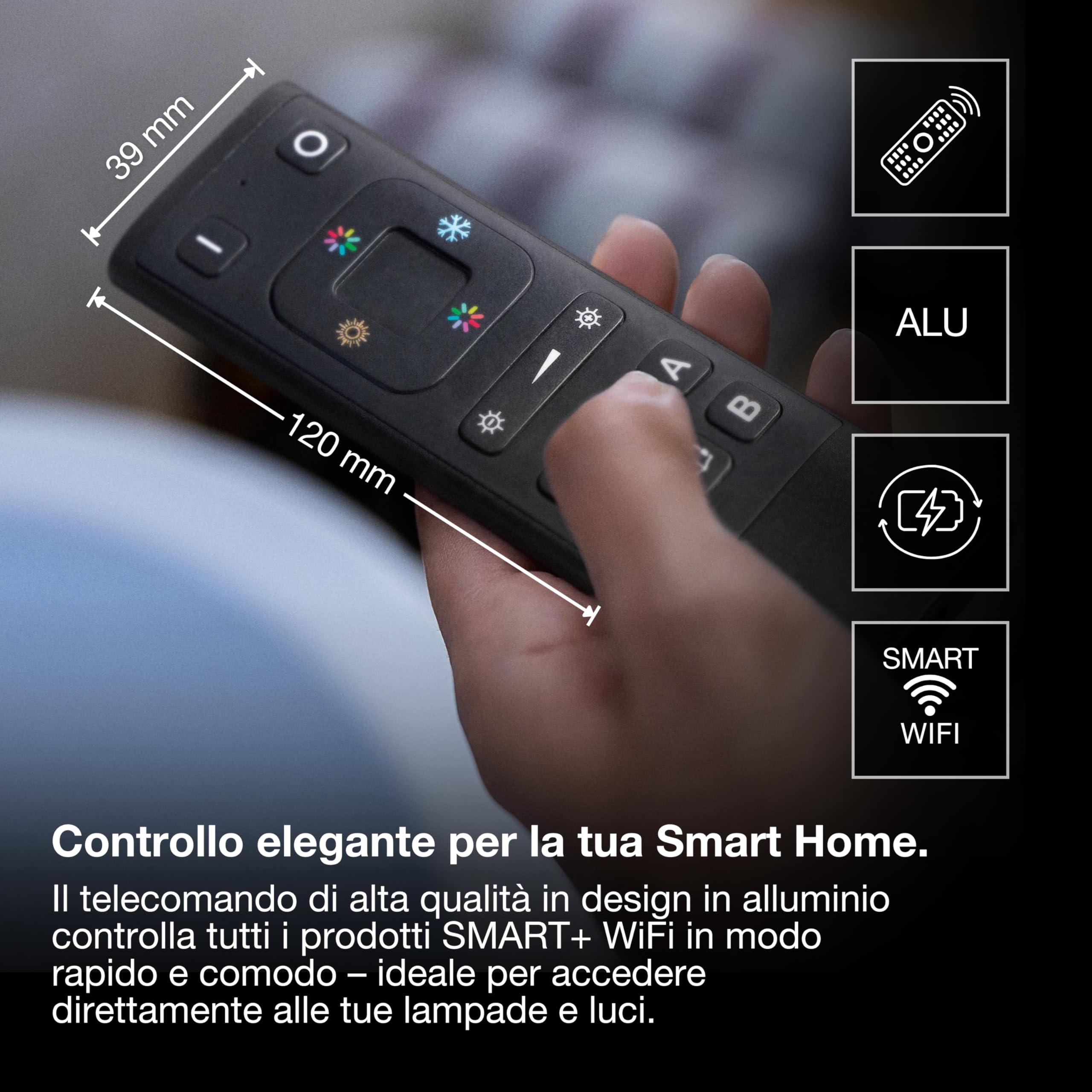 OSRAM Telecomando SMART+ WIFI, ricaricabile con USB-C in nero, protezione IP20, controllo intelligente, automazione dei sistemi Smart Home