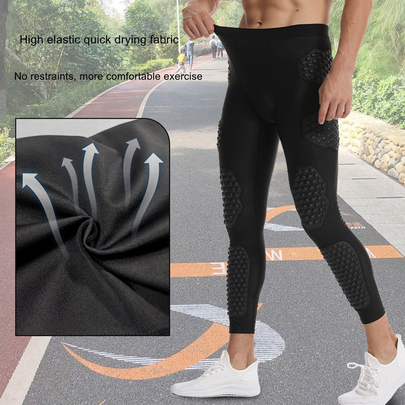 Pantalon de compression rembourré pour homme - Leggings athlétiques pour football, basket-ball, paintball - 12 chaussettes