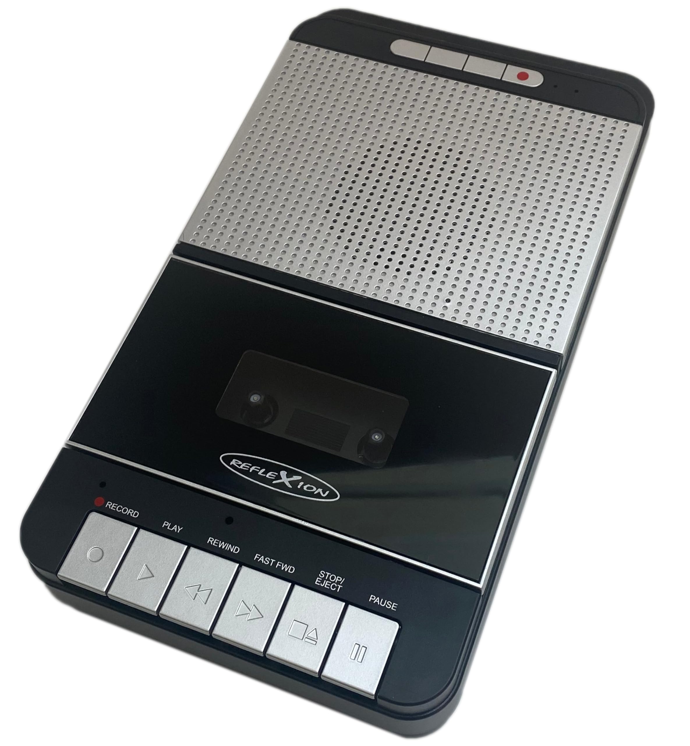 Reflexion CCR8018 Retro magnetofon z nagrywaniem MP3 USB | przenośny z mikrofonem, głośnikiem, AUX-IN, wyjściem na słuchawki, zasilanie sieciowe i bateryjne, nagrywanie One-Touch i automatyczne