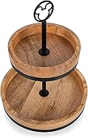 Vista 4 de PICNIC TIME Disney Mickey Mouse - Bandeja de dos niveles para servir, postre de madera de mango y soporte de charcutería con icono de Mickey