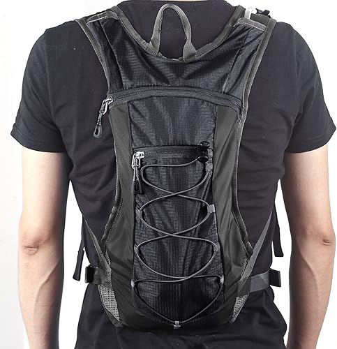 Vista 22 de Unigear Mochila de hidratación con vejiga de agua de 70 oz 2L para correr, senderismo, ciclismo, escalada, campamento, ciclismo Gris