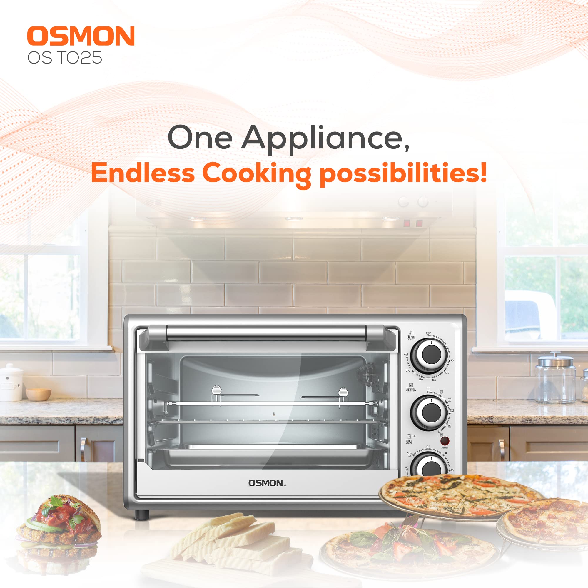 OSMON OS T025 Oven Toaster Griller - 25L, 6 Modes -6