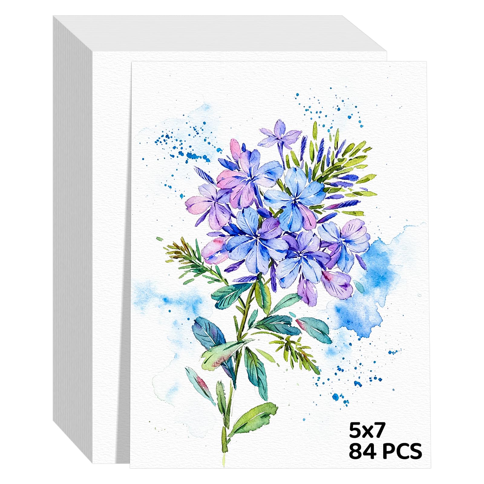 84 Sheets Watercolor Paper 5x7, 110lb/230gsm Cold Press Watercolor Paper Bulk, Cotton Water Color Paper, White Drawing Paper for Sketching, Acrylic, Gouache, Watercolor Supplies for Kids Adults