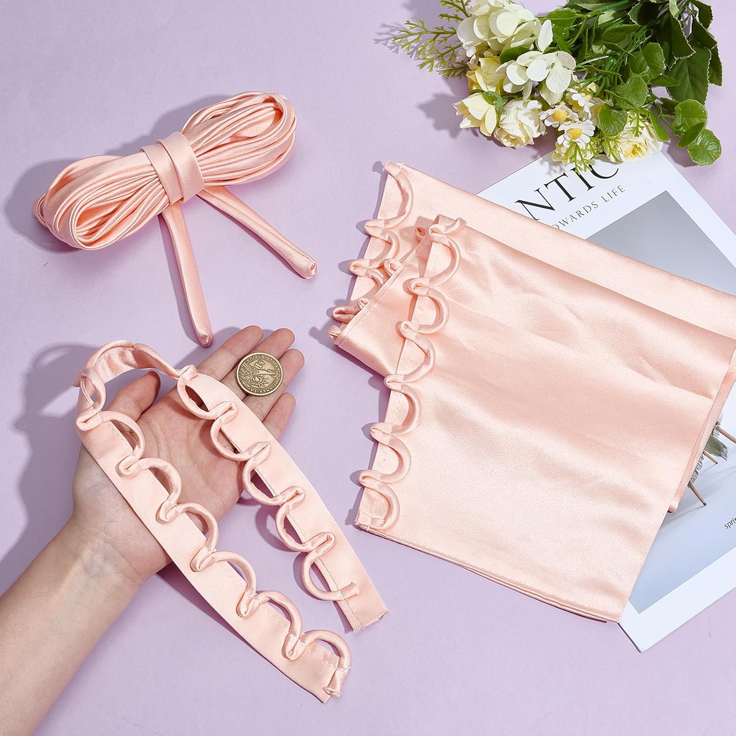 NICENEEDED Satin Corset Back Kit, Light Pink Bridal Dress Zipper Replacement Set, Adjustable Lace-up Back Replacement Gown Satin Corset Kit Loops for Women - Image 6