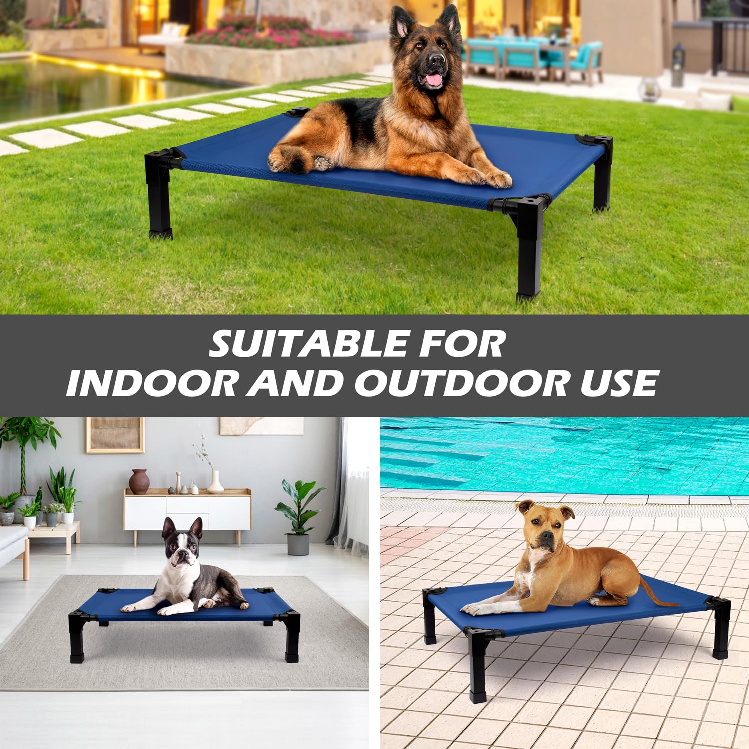 Heeyoo Elevated Dog Bed, Cooling Raised Pet Cot with Chew Proof Washable Breathable Mesh and Metal Frame, Portable Dog Cot Bed with No-Slip Feet for Outdoor or Indoor Use - image 8