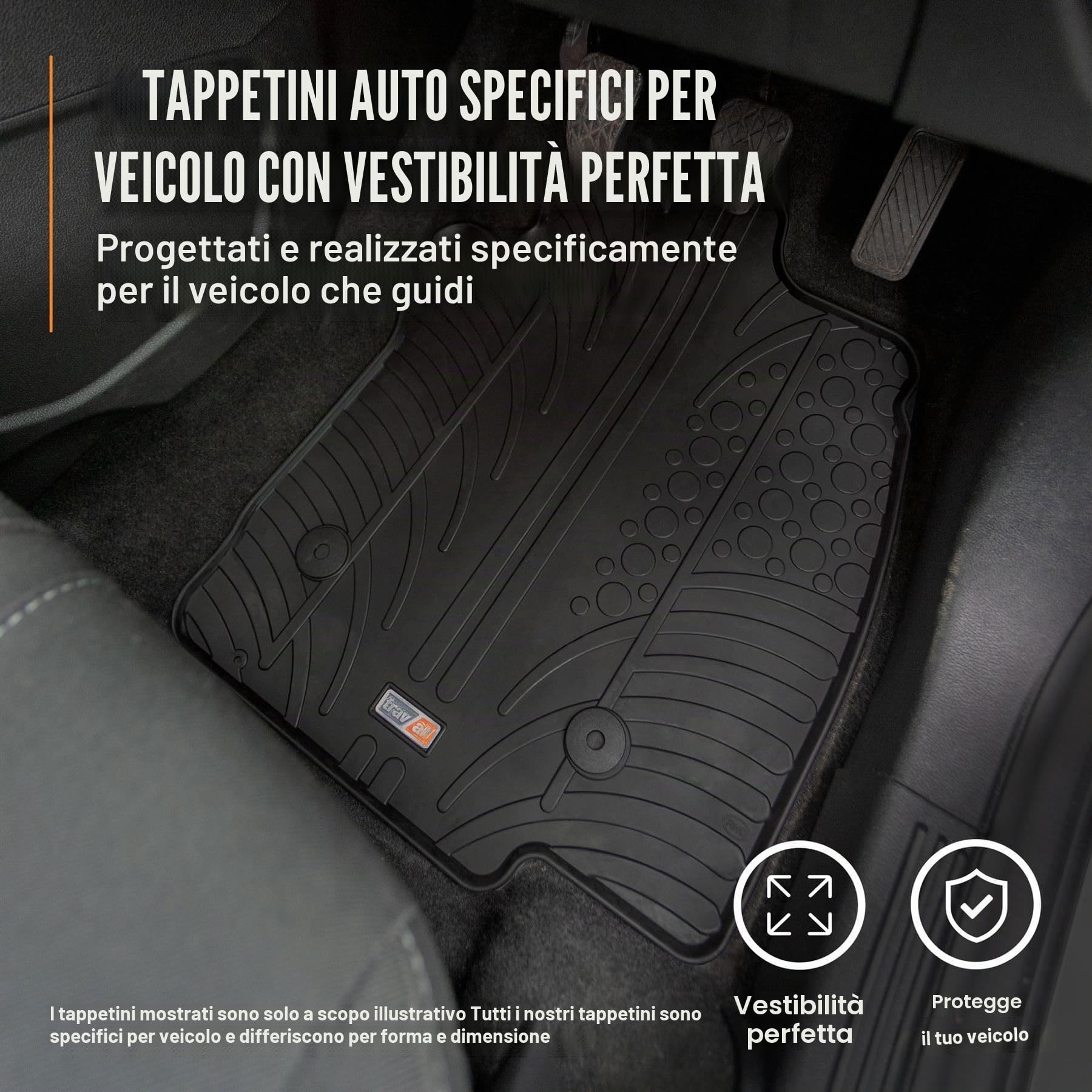 Travall Mats Tappertini Abitacolo Compatibili con Ford Fiesta 5 Porte Hatchback (2017-Corrente) Ford Puma (2020-Corrente) TRM1324 - Tappertini Auto in Gomma Originali
