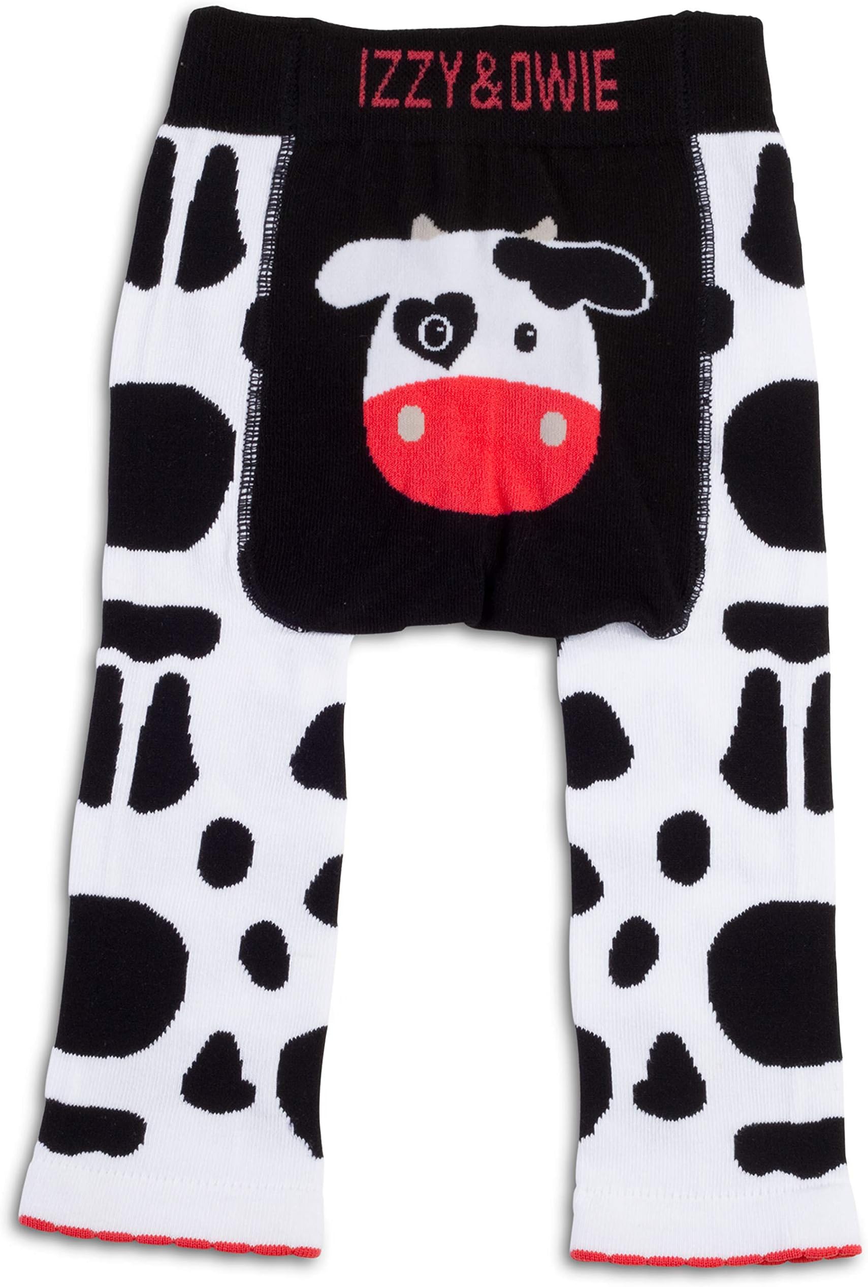 Izzy & Owie Baby Girl Cow Leggings for 12-24 Months, White, 12-24 M