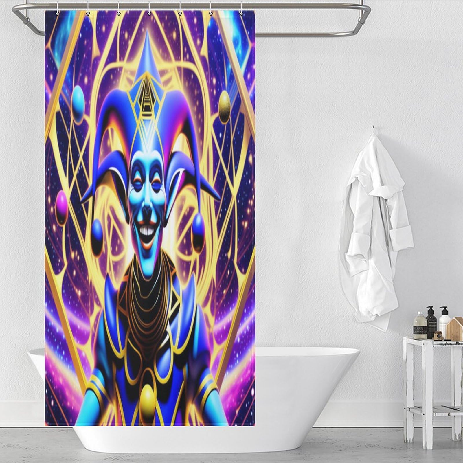 Rideau de douche clown avec crochets rideaux de douche pour salle de bains imperméable 36x72inch