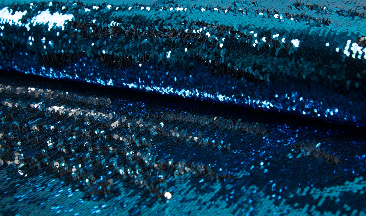 Tissu à paillettes écailles de poisson sirène aqua argent 500x140cm