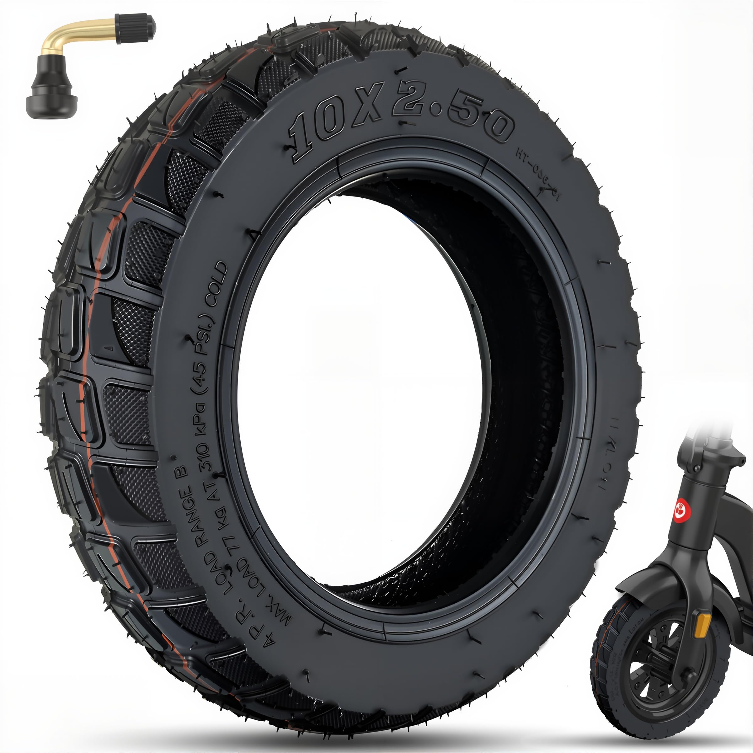 GLDYTIMES 10x2.5-6.0 Off Road Tubeless Tyre, Only Fit for 6 inch Rim Hub, Fit for 6" Rim Smart Self Balancing Hoverborad, for Kugoo M4/ M4 Pro, Inokim Quick 4 Electric Scooter