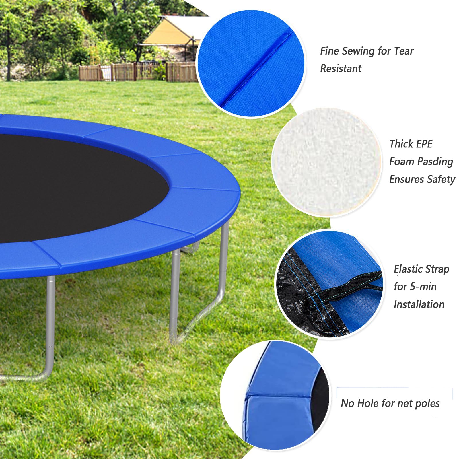 14FT Universal Trampoline Pads, Round Replacement Trampoline, Weatherproof Spring Cover, Safety Pad Trampoline, PVC & PE Foam Protection