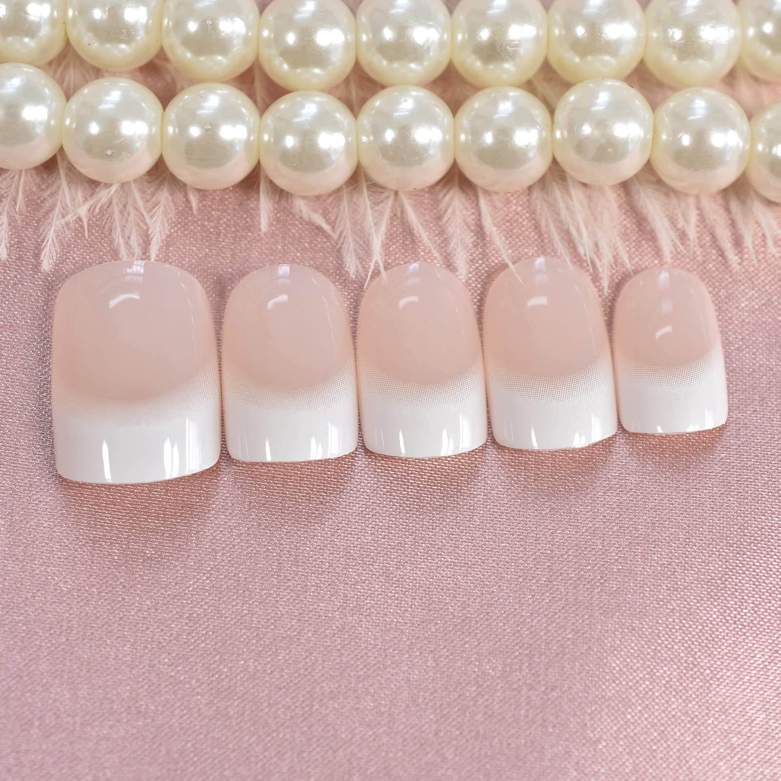 ELEVENAIL Uñas postizas postizas cortas cuadradas cuadradas blancas naturales a presión, uñas postizas postizas para salón de manicura, reutilizables, para uso diario, oficina, hogar