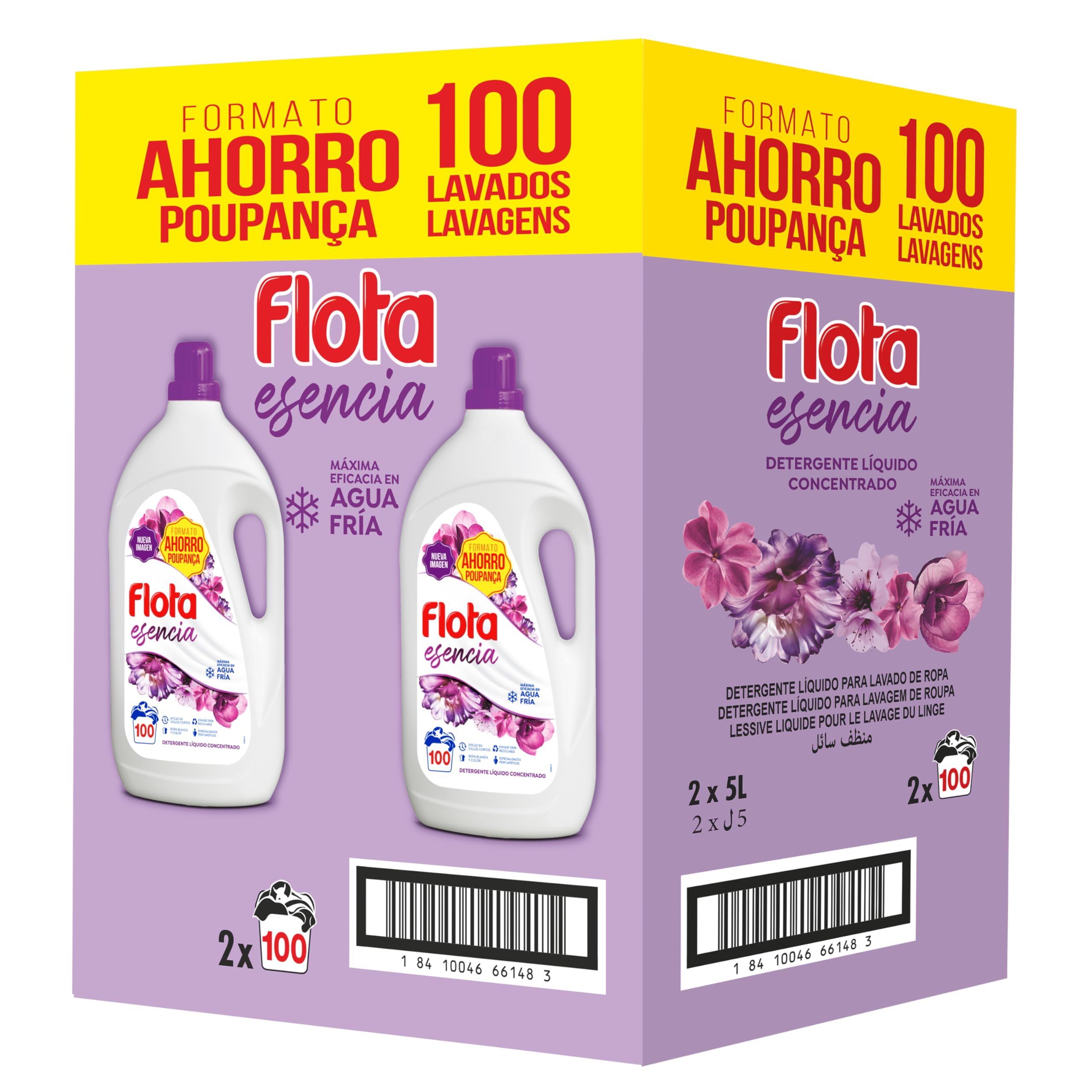 FLOTA | Płynny detergent odplamiający nawet w zimnej wodzie do pralki | Odzież biała i kolorowa | Zapach Essence | 2x100 prań | Format rodzinny