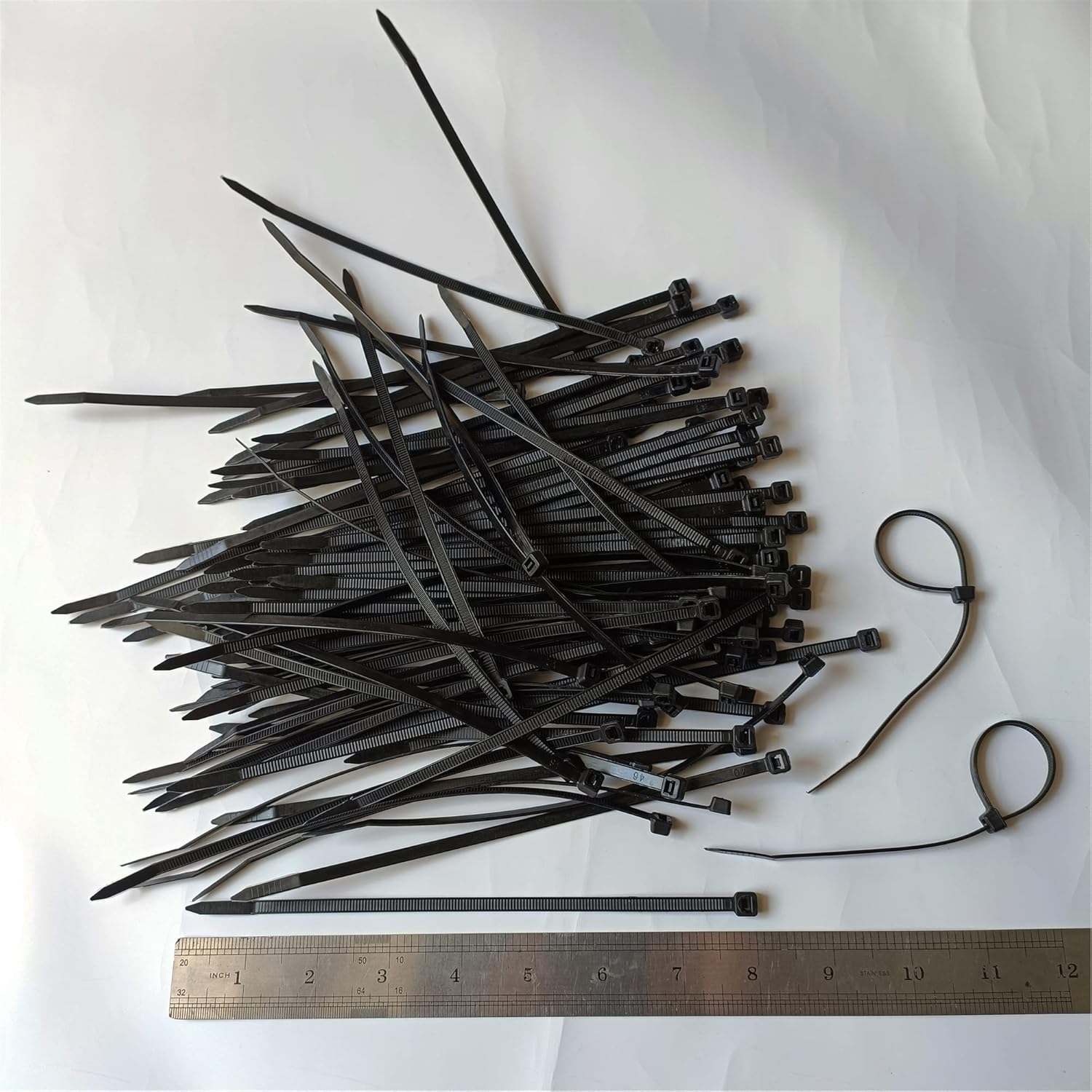 1000 pcs 8 inch Black Nylon Self-Locking Cable Ties, 40 LBS Tensile Strength, UV Resistant, Waterproof