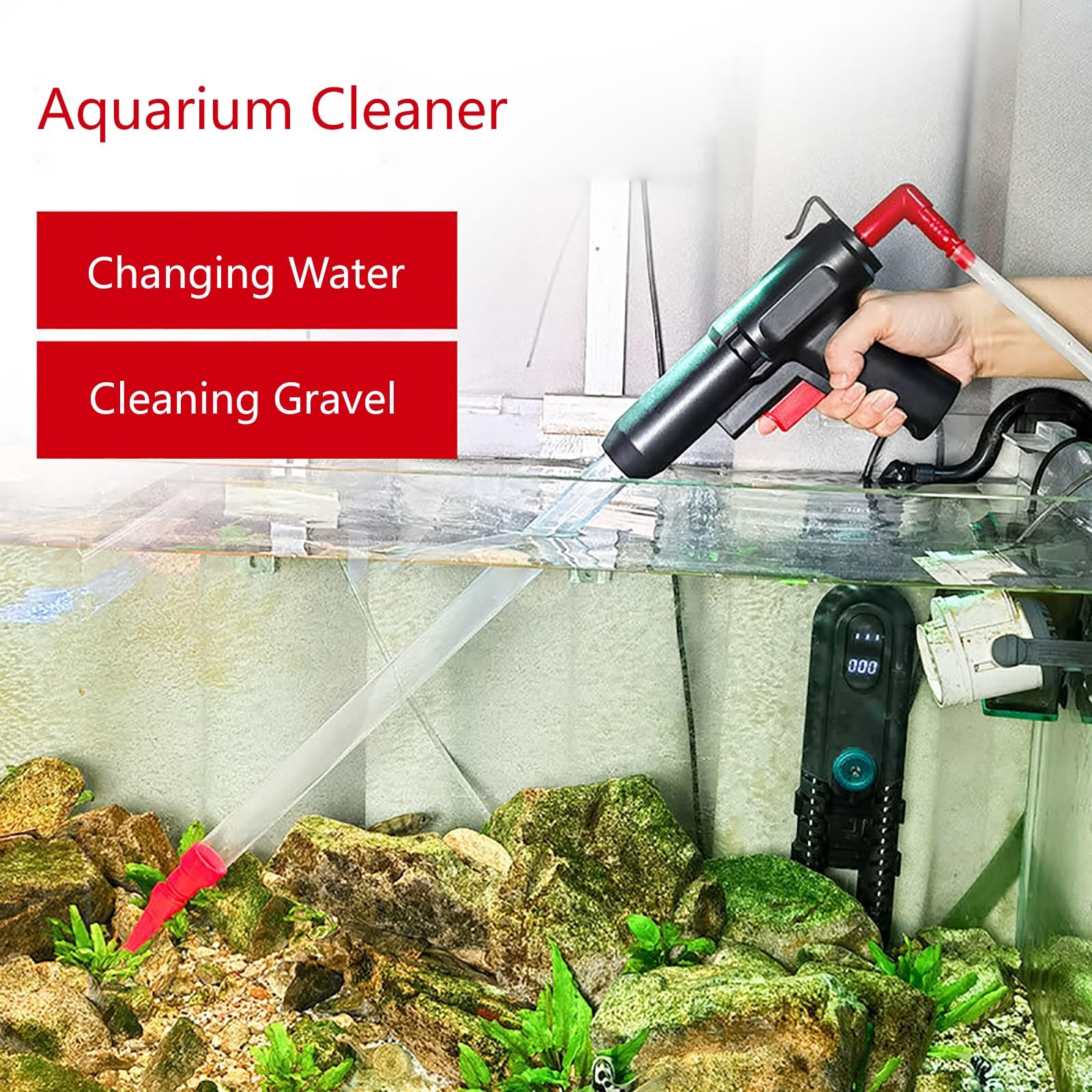 Manguera De Sifón Manual, Limpiador De Peceras De Nivel De Agua Ultrabajo con Abrazadera Controladora De Manguera De Agua, Herramientas De Limpieza De Peceras