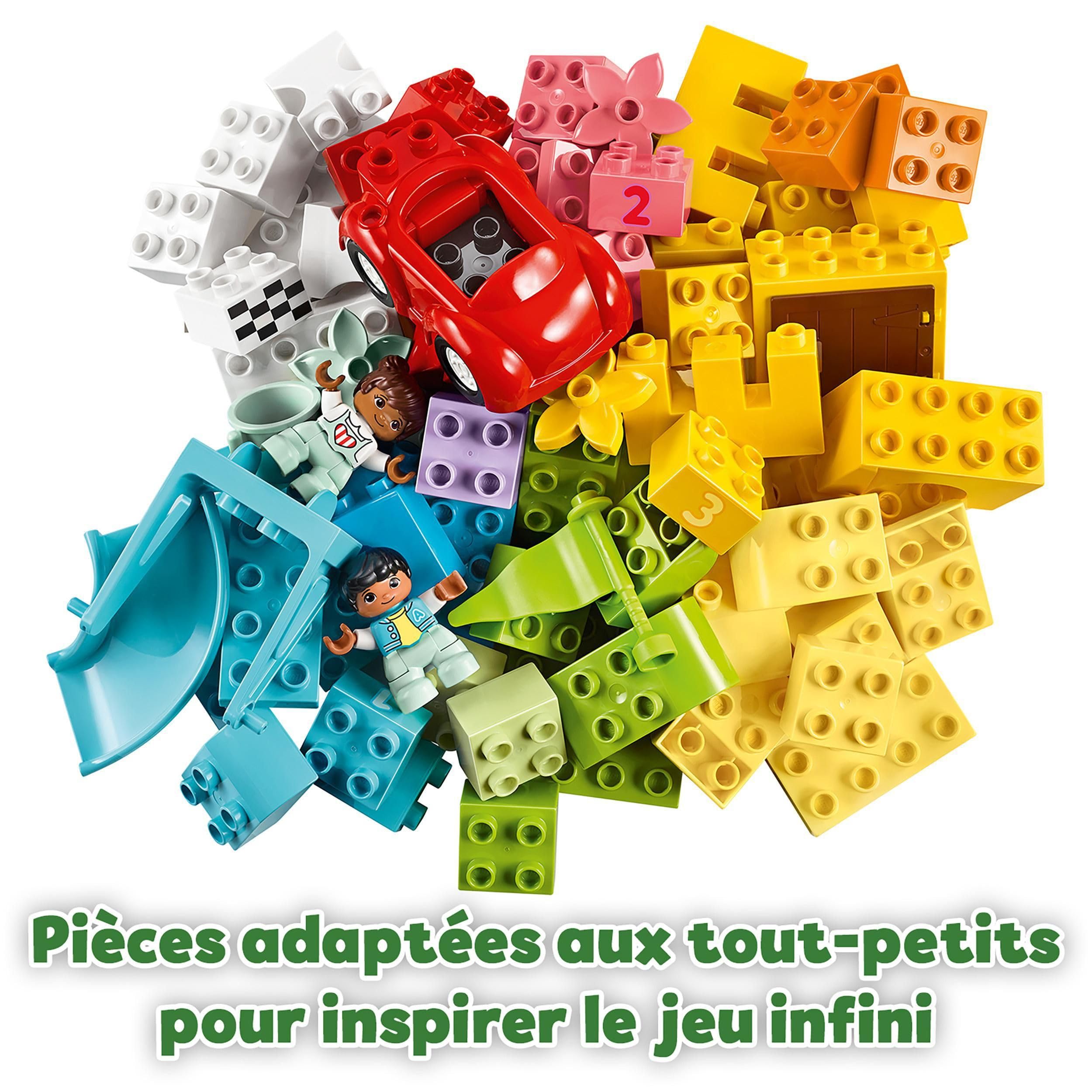 LEGO Duplo La Boîte de Briques Deluxe - Jouet dès 1 an Développant la Motricité Fine - Voiture, Briques avec Chiffres, Figurines d'animaux & Rangement pour Jouets - Cadeau pour Fille ou Garçon 10914