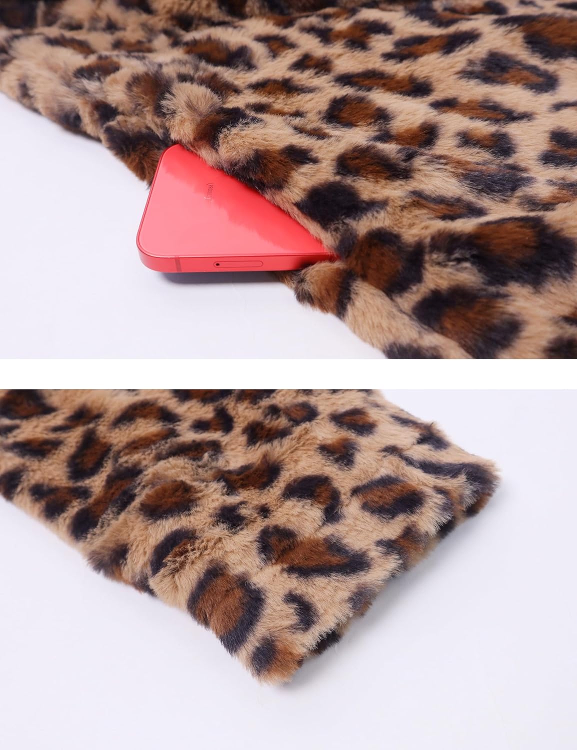 Omoone Women's Faux Fur Jackets Autumn Winter Leopard Coats Loose Fur Coat with Pockets - Image 7